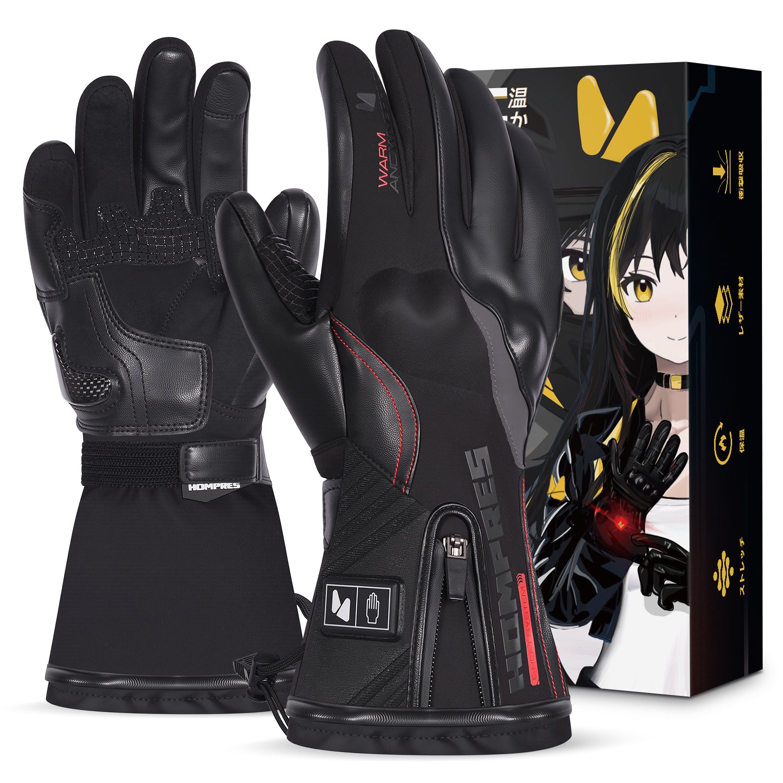 Hompres 2025年 電熱グローブ 11.1V両面全体発熱 手のひらと同面