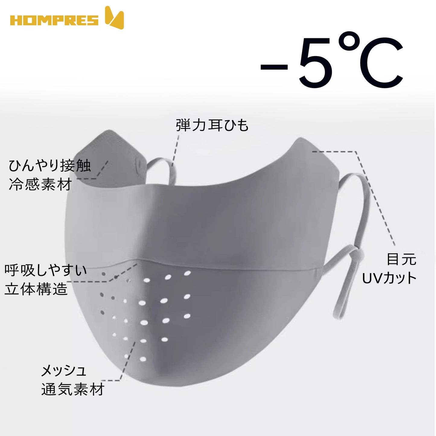 Hompres バイク用マスク 通気性抜群 呼吸穴付き