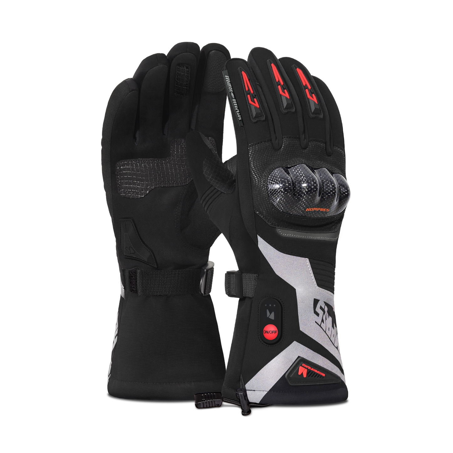 Hompres 電熱グローブ 11.1V バッテリー残量表示 バイク用  防寒防風防水 スマホ対応 滑り止め 4段階温度調節 バッテリー&シガー給電 Aタイプ