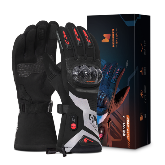 Hompres 電熱グローブ 11.1V バッテリー残量表示 バイク用  防寒防風防水 スマホ対応 滑り止め 4段階温度調節 バッテリー&シガー給電 Aタイプ