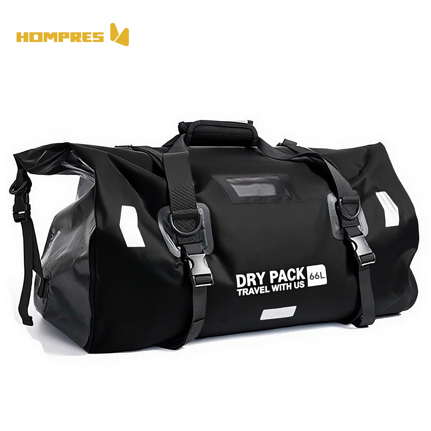 Hompres バイクシートバッグ ツーリングバッグ ショルダーストラップ付き 反射テープ付き 防水バッグ