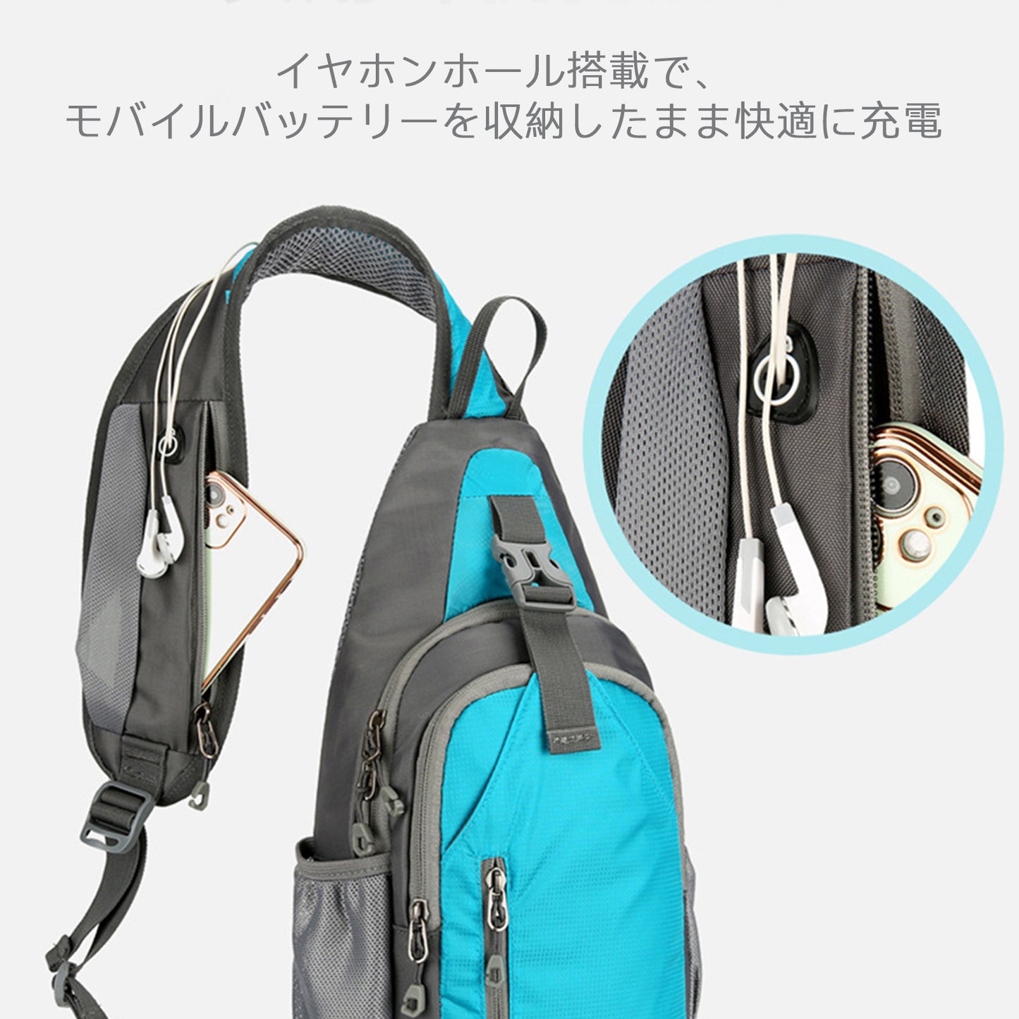 Hompres 多層仕切り付き大容量ナイロン斜め掛けバッグ