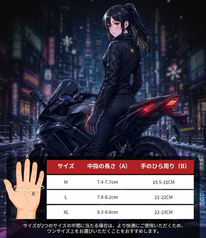 Hompres 電熱グローブ バイク用 11.1V両面全体発熱 3WAY給電対応（Type-C・シガーソケット・バッテリー）4段階温度調節 ナックルガード 撥水 防寒 スマホ対応 滑り止め ツーリング スキー