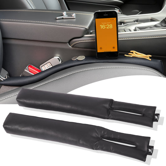 Hompres PUレザー 車用シート隙間埋めクッション 700ml車用収納ポケット＆繰り返し使える粘着両面テープ付きセット