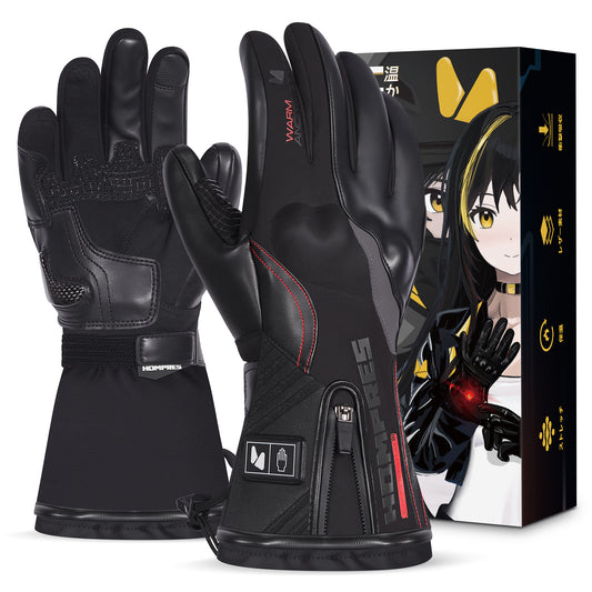 Hompres 2025年 電熱グローブ 11.1V両面全体発熱 手のひらと同面の指先発熱 発熱エリア制御 シガー電源ケーブル付き インナーグローブ付き モデルA