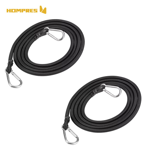 Homores バイク用 荷台 ゴムひも ストレッチ コード&フック ブラック 2本