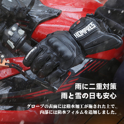 Hompres 2025年 電熱グローブ 全体PU革電熱グローブ 11.1V両面全体発熱 サイズ調整 手のひらと同面の指先発熱 残量表示 シガー電源ケーブル付き インナーグローブ付き モデルB