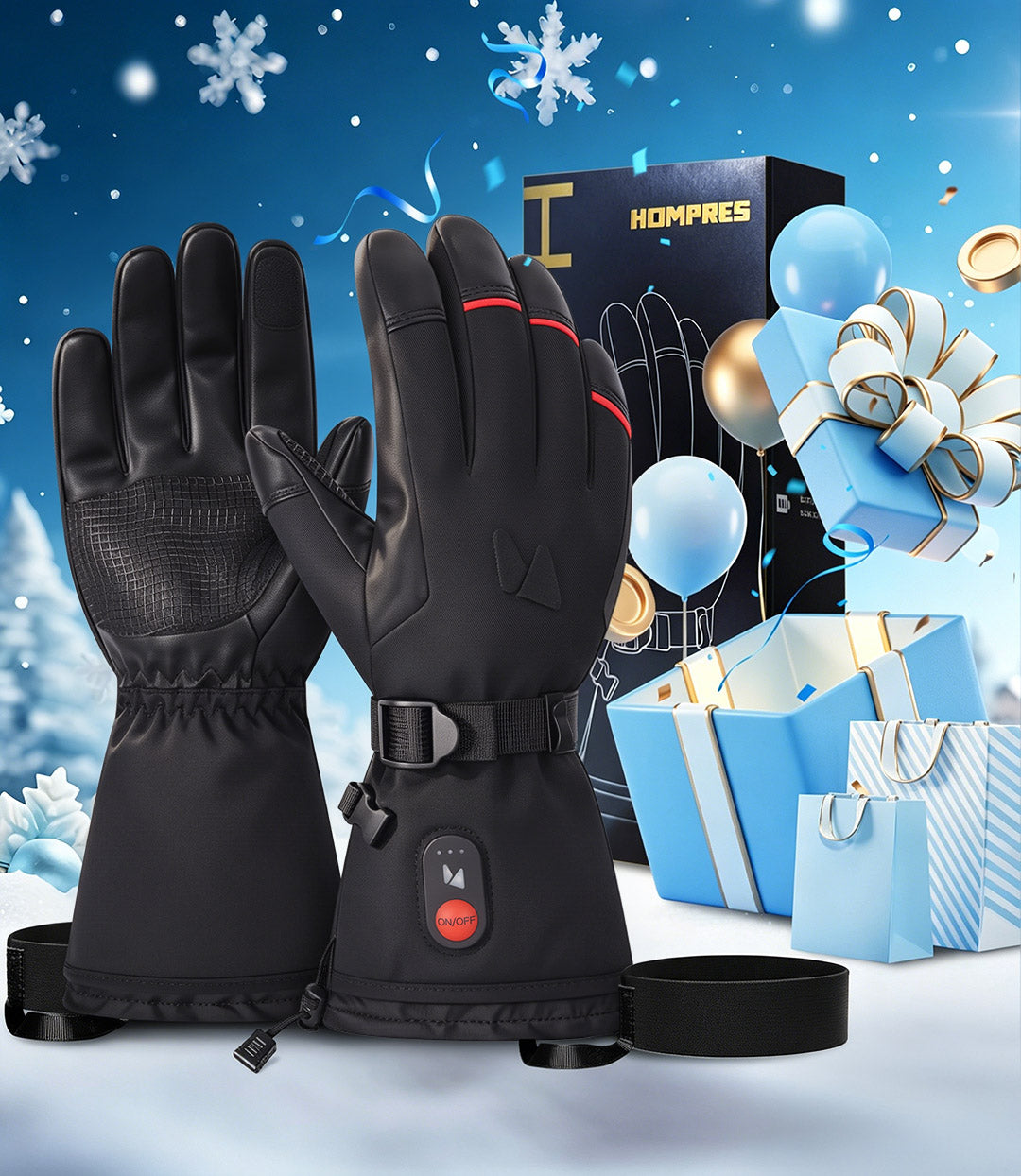 Hompres Heated Gloves for Men Women, 11.1V Rechargeable Electric Heated Work Gloves