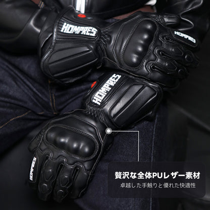 Hompres 全体PU革電熱グローブ 11.1V両面全体発熱 Type-C給電 春秋兼用 手のひらと同面の指先発熱 残量表示 バイク用 4段階温度 防寒ヒーター手袋 Type-C給電 スマホ対応 滑り止め メンズ レディース