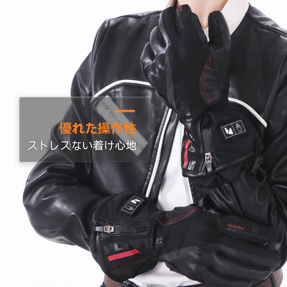 Hompres 2025年 電熱グローブ 11.1V両面全体発熱 手のひらと同面の指先発熱 発熱エリア制御 シガー電源ケーブル付き インナーグローブ付き モデルA