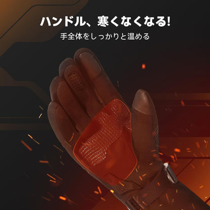 Hompres 電熱グローブ 11.1V バッテリー残量表示 バイク用  防寒防風防水 スマホ対応 滑り止め 4段階温度調節 バッテリー＆シガー給電 Aタイプ